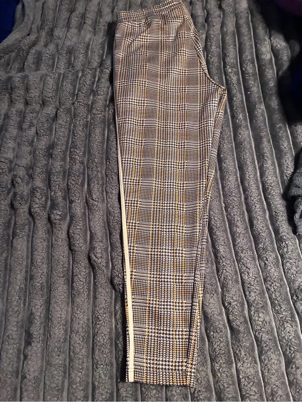 Show Stopper in these adidas Houndstooth Joggers in Black, White & Mustard